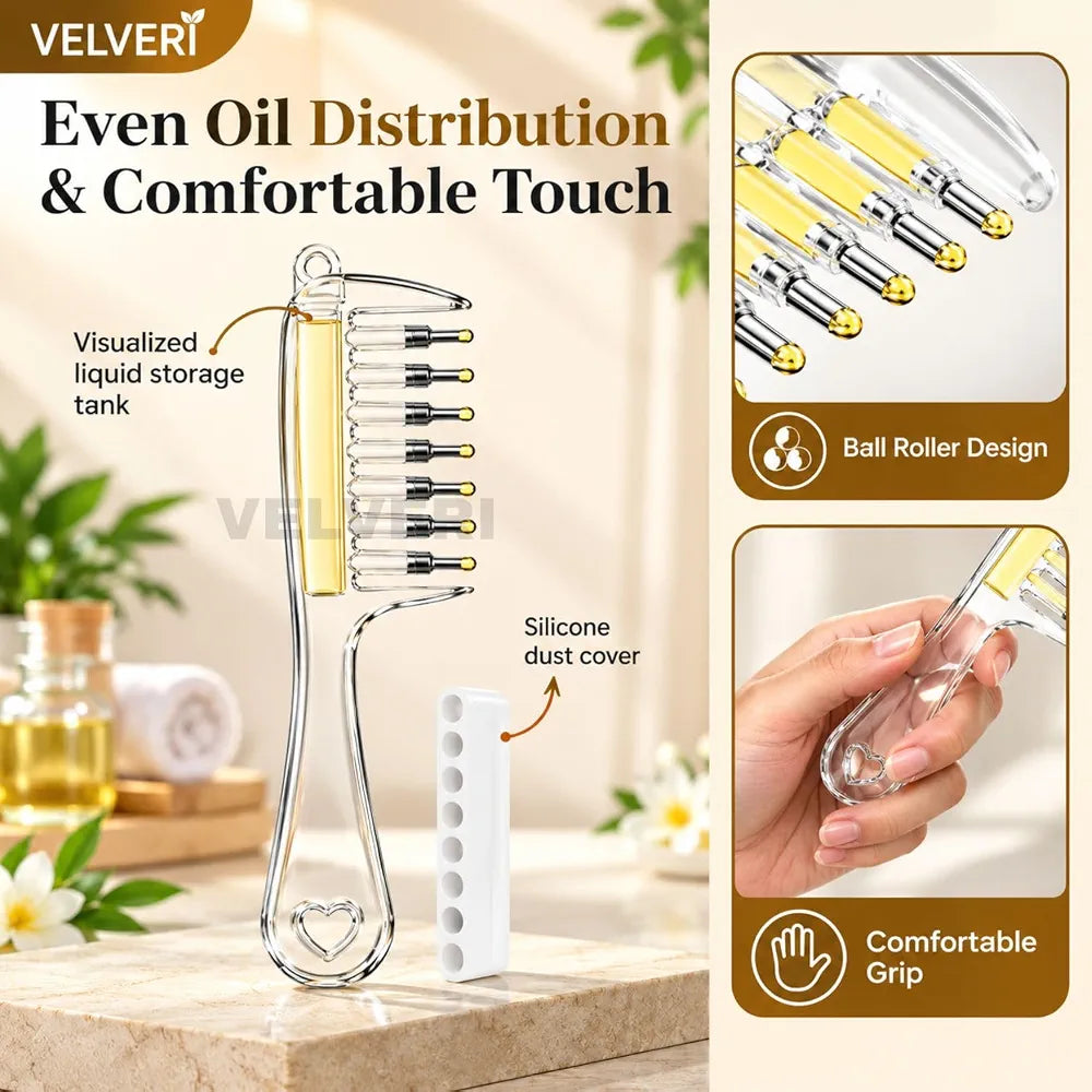 7 Teeth Oil Massage & Relaxing Scalp Comb – Rolling Ball Applicator