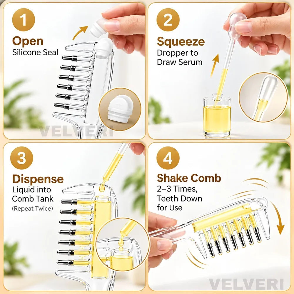 7 Teeth Oil Massage & Relaxing Scalp Comb – Rolling Ball Applicator