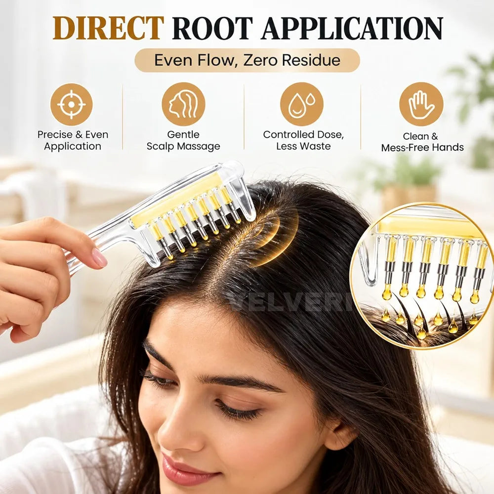 7 Teeth Oil Massage & Relaxing Scalp Comb – Rolling Ball Applicator